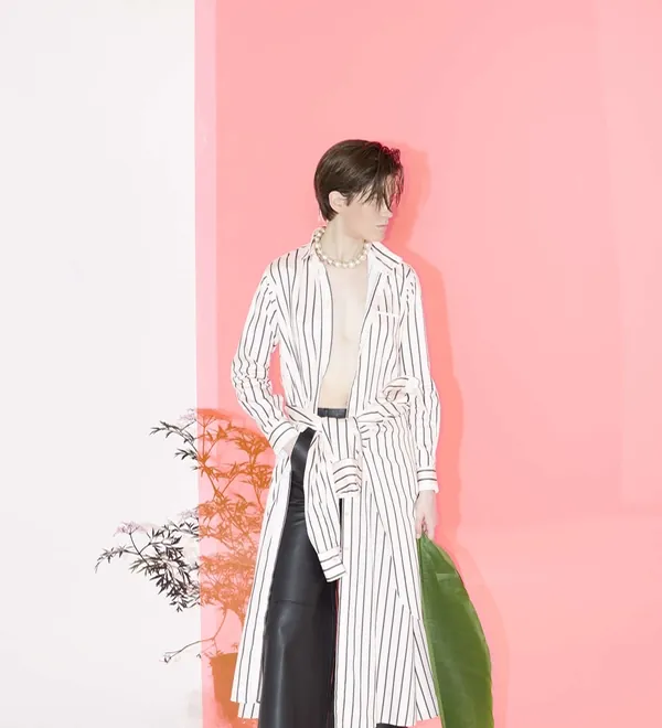 ハイウエストプリーツシフォンレトロドレス